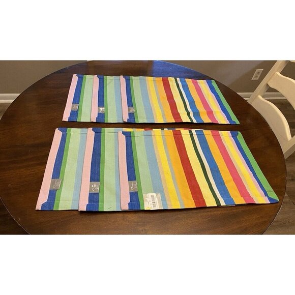 AMAN Placemats Cotton Colorful Striped Fiesta Summer Table Linens - Picture 3 of 10